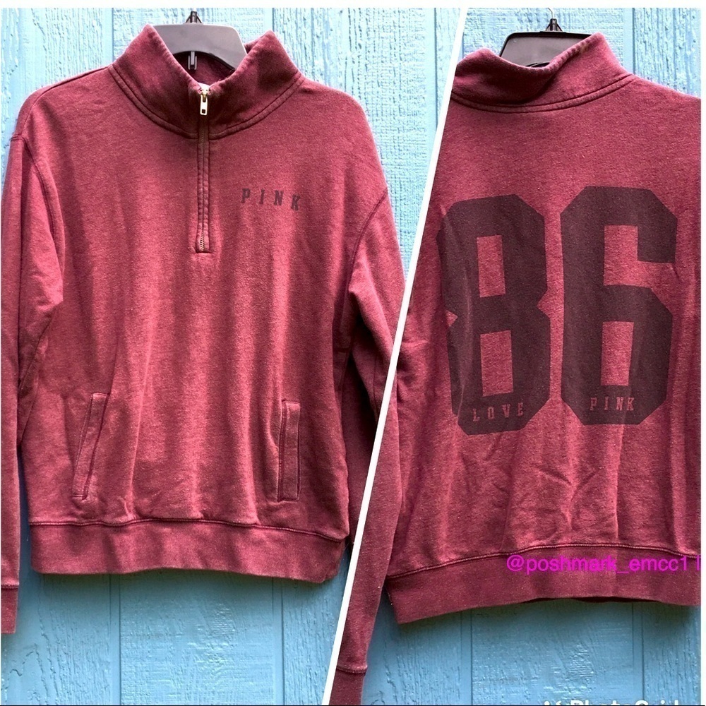 VS Pink 1/4 Zip Pullover Sweater 86 Logo Top S v6x